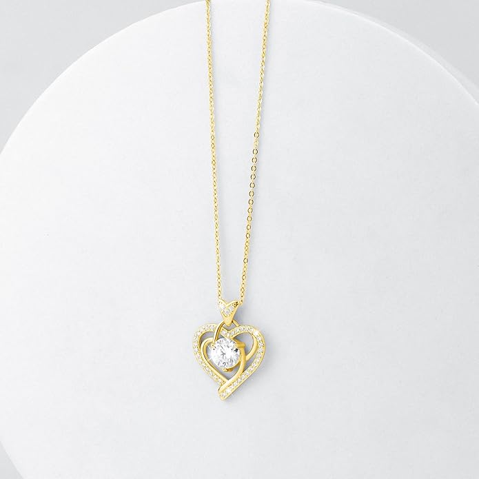 Moissanite Pendant Necklace for Women – 925 Sterling Silver Necklace for Women Heart Pendant, Dainty Silver Jewelry Gift Box for Mom Wife Girlfriend – Birthday Anniversary (1-3 CT)