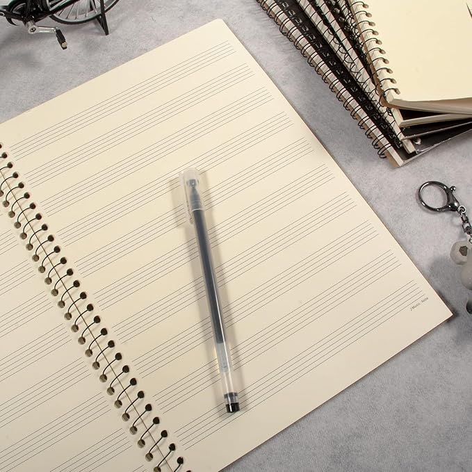 MAXCURY Blank Sheet Music Composition Manuscript Staff Paper Art Music Notebook Black 100 Pages 26x19cm (FunnyEmojis/White)