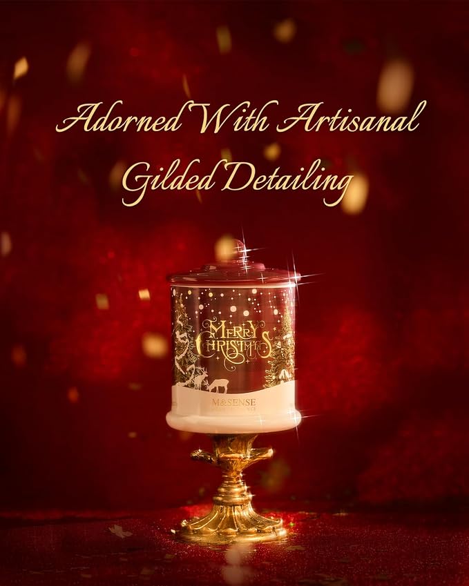 M&SENSE Christmas Candles Baked Apple Pie Scented, Soy Wax 12.7oz 75 Hours Long Lasting Clean Burn, 2 Wick Cinnamon Apple Winter Holiday Candles for Home Decor, Luxury Relaxing Candle Gifts for Women