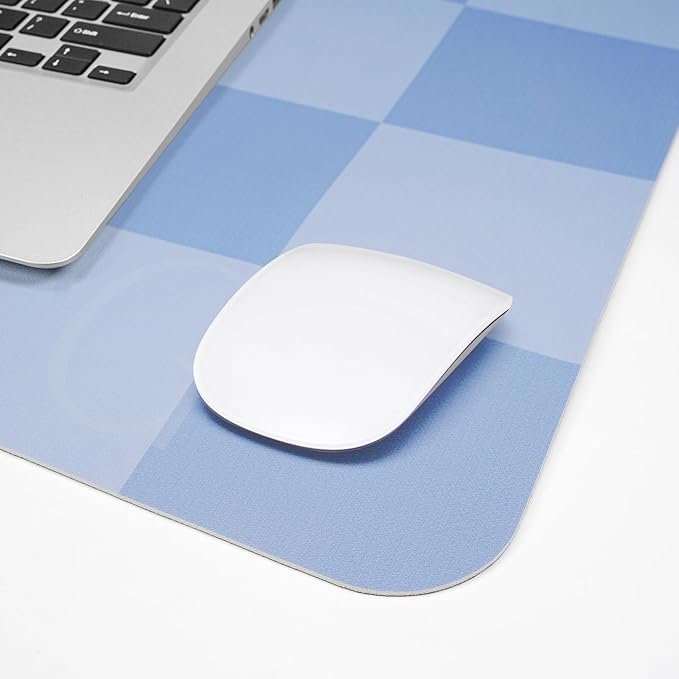 Non-Slip Desk Pad, Waterproof PU Leather Protector, Easy Clean Laptop Mat for Work/Home/Decor (Light Blue, 31.5" x 12"