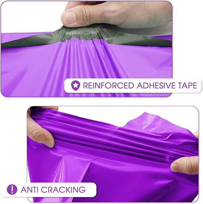Metronic Poly Mailers 12x15.5 200 Pack Large Shipping Bags，Strong Adhesive Mailing Bags, Waterproof and Tear-Proof Multipurpose Envelopes for Clothing, Small Business,Boutique, Postal Bags Purple