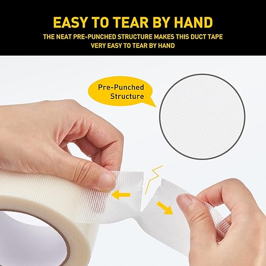 Lichamp 6 Rolls Clear Duct Tapes Heavy Duty, Waterproof No Residue Clear Duct Tape for Packaging Taping Sealing Repairing Tying, Thick & Wide Tape for DIY or Commercial Use, 2 Inches x 25 Yards