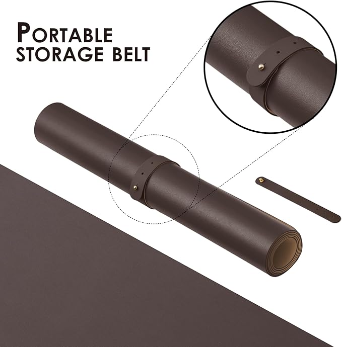 Leather Desk Mat - Non-Slip PU Desk Pad for Office and Home - Desk Organization and Accessories - Ideal for Large Mouse Pad and Desk Mats on Top of Desks (Coffee,27.6"x 13.8")