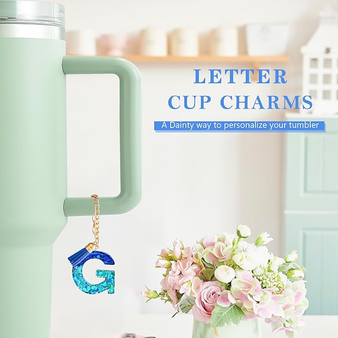 Letter Charm Accessories for Stanley Cup 1 PCS Cute Initial Keychain Handle Charm for Stanley Tumbler for Women