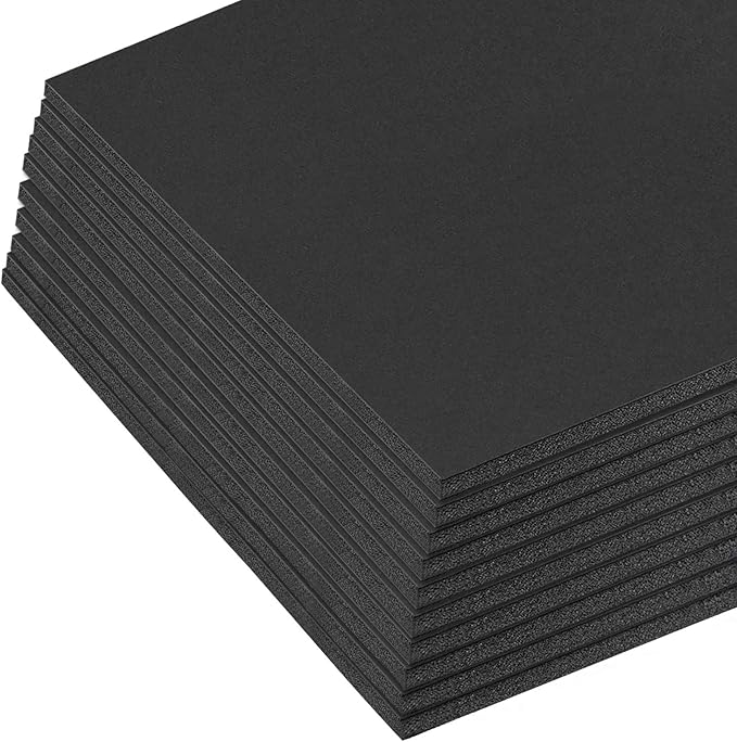 Mat Board Center, Pack of 10 Acid-Free Foam Boards, 5x7 inch Black Foam Boards, 3/16" Thick