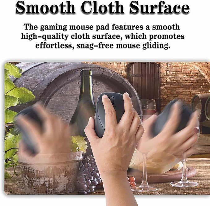 Pc Mouse Pad Wine Desktop Pad, Extra Large Mouse Pads Mans Office Accessories Gaming Desk Mats, Mousepad Large Waterproof Non-Slip Rubber Base, 35.4 X 15.7 inch for Work/Game/Office/Home