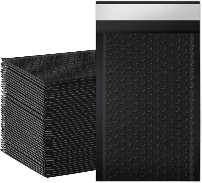 packbabol Bubble Mailers, 4x7 Inch Poly Padded Bubble Mailers Pack of 50 Bubble Envelopes Opaque Self Seal Adhesive Waterproof Bags for Shipping and Packaging(Black,4x7-50Pc)