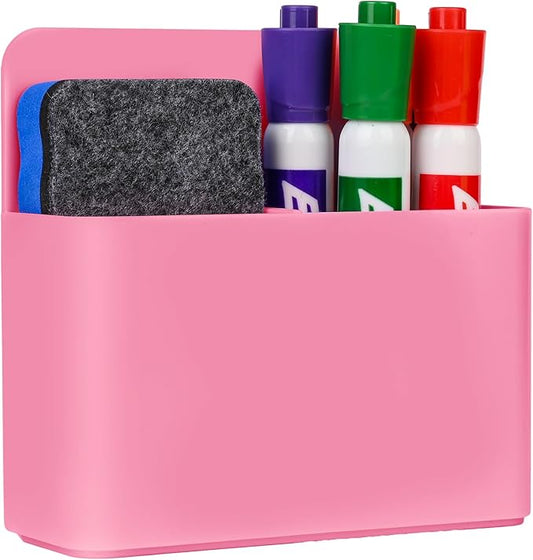 Magnetic Dry Erase Marker Holder, Magnetic Pen Marker Holder for Whiteboard, Fridge, Locker Accessories, School, Office, Home, Magnet Pen Cup,1 Pack, Pink