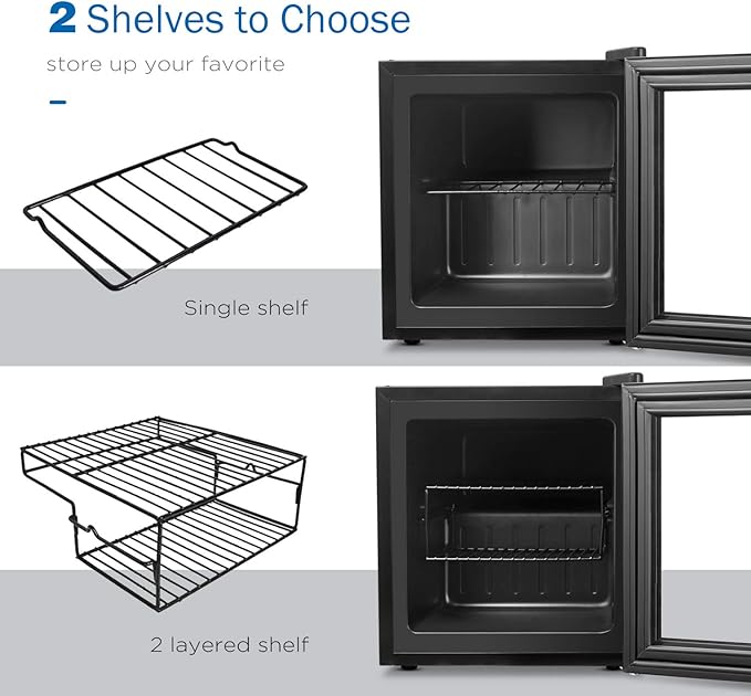 Northair Mini Freezer 1.1 Cu Ft with Glass Display Door 7 Temperature Settings for Ice Cream/Breast Milk/Sea Food/High-alcohol Liquor