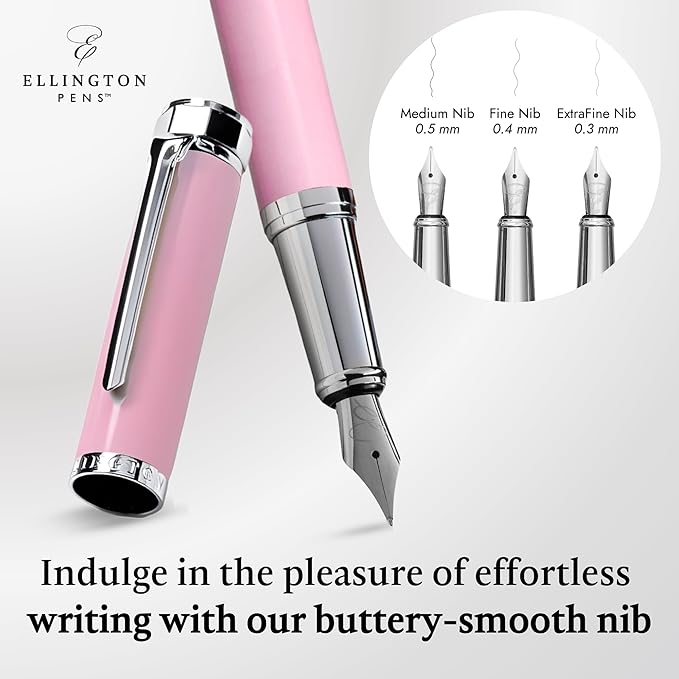 Luxury Fountain Pen Set- Fountain Pens for Writing - Smooth Medium Nib - Includes Refillable Ink Converter, 3 Ink Cartridges [Black & Blue], Gift Box - Elegant Calligraphy