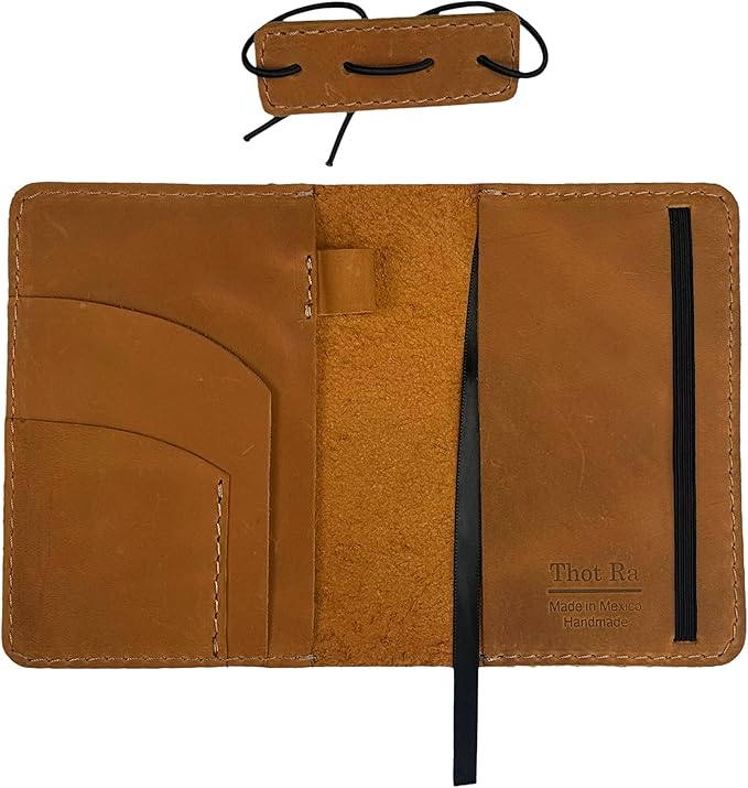 Leather Cover for Field Notes, Passport Cover, Leather Notebook Cover for 3.5" x 5.5" with Pen Holder, Only Cover (Honey)