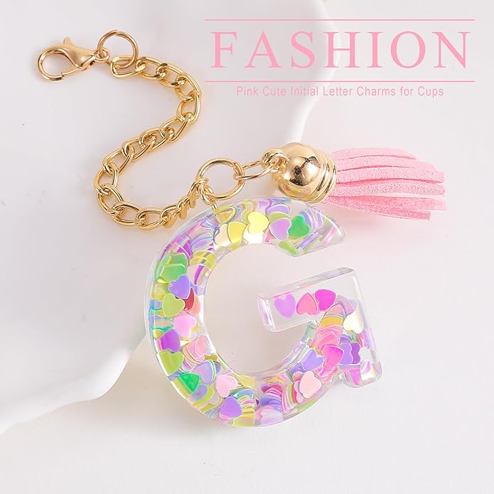 Letter Charm Accessories for Stanley Cup 1 PCS Cute Initial Keychain Handle Charm for Stanley Tumbler for Women