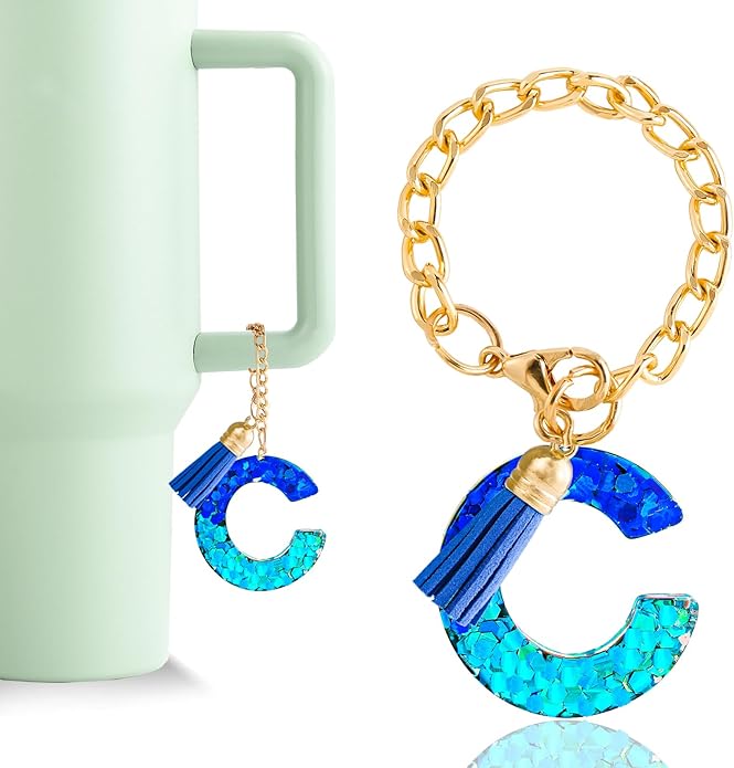 Letter Charm Accessories for Stanley Cup 1 PCS Cute Initial Keychain Handle Charm for Stanley Tumbler for Women