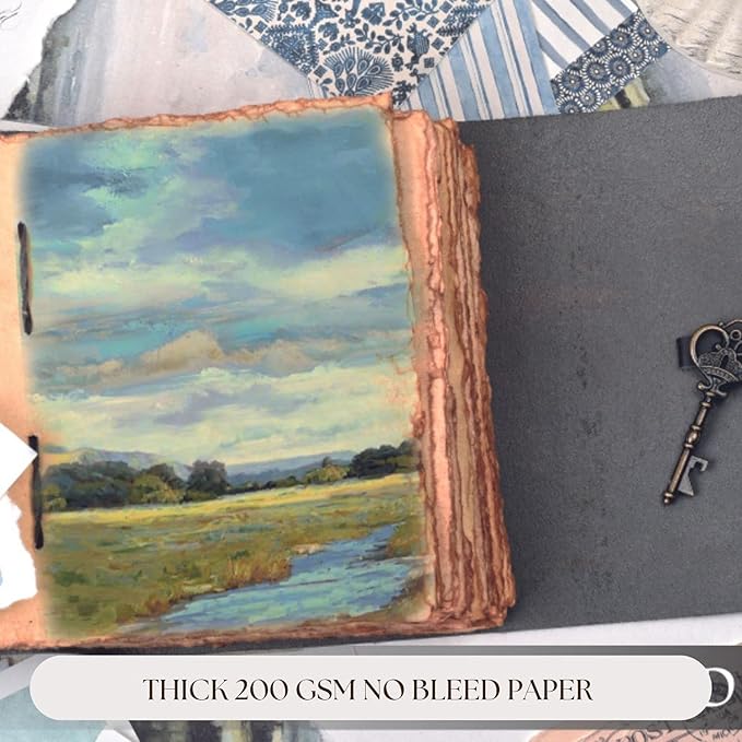 LEATHER VILLAGE Vintage Leather Journal – 200 Handmade Vintage Deckle Edge Paper – Leather bound Journal For Women Men – Vintage Key Closure - Book of Shadows - Green - 6X4 inches (A6)