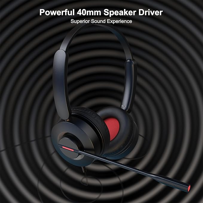 MAIRDI USB Headset with Microphone, PC Headset with Mic Noise Cancelling, Wired Computer Headset with Mute for Laptop Business Work Home Office Call Centers Teams Zoom Comfort