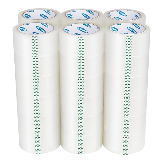 Packing Tape, 36 Rolls Clear, 2 Inches Wide, 60 Yards Per Roll, for Shipping, Packaging, Moving & Sealing