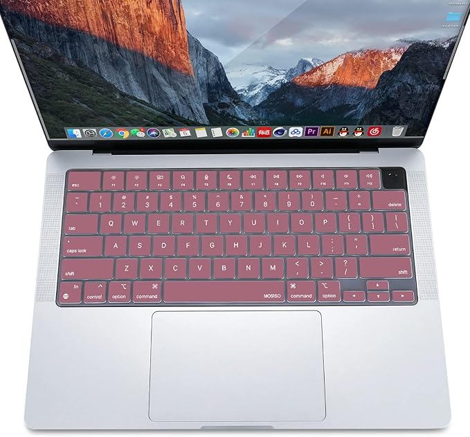 MOSISO Keyboard Cover Skin Compatible with MacBook Air 15 inch M3 A3114 M2 A2941/Air 13.6 A3113 A2681/Pro 14/16 M4 M3 M2 M1, Tea Petal Pink