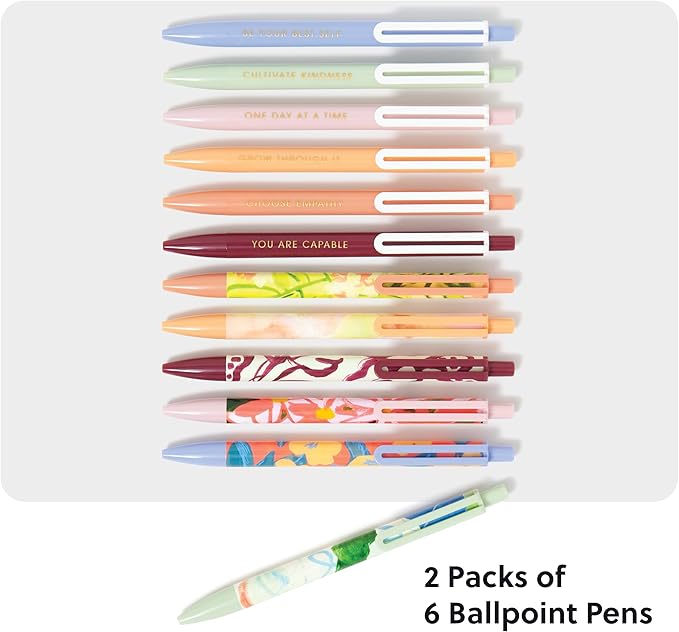 U Brands Laguna Ballpoint Pens, Set of 12, Artist Touch, Bold (1.0mm) Point, Black Ink