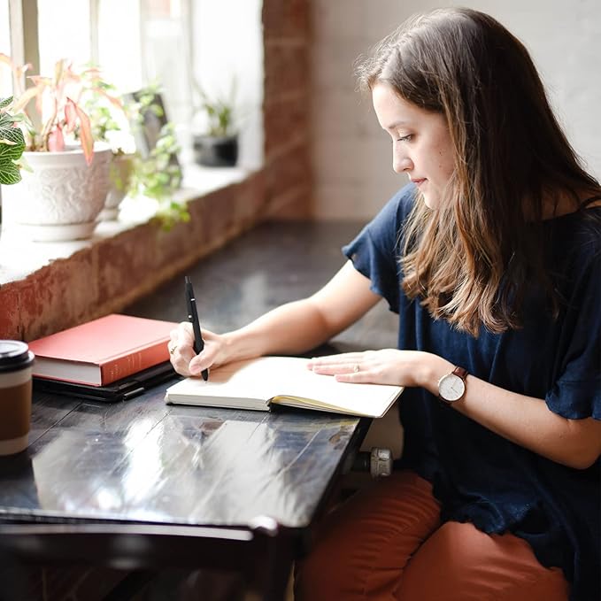 LINFANC 6 Pack Gel Pens, Black Ink Pens Fine Point Smooth Writing Pens Bulk, Soft Touch Cute Pens Aesthetic School Supplies, 0.5mm Black Pens for Journaling, Cute Office Supplies for Women & Men