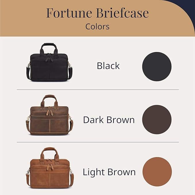 Luxorro Full-Grain Leather Briefcases for Men, Leather Laptop Briefcase For Men, Leather Bag, Leather Computer Bag For Men