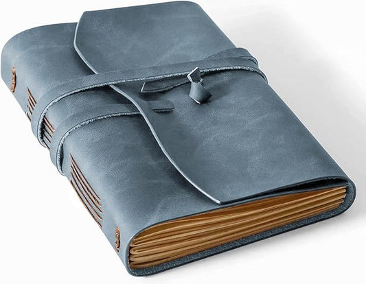 Leather Journal Notebook - Genuine Leather Journals for Writing 5x7.1 Inch, Vintage Journal for Women and Men, Artist,Travel Journal,Blue