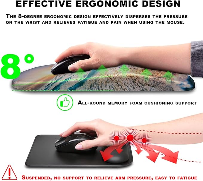 Mouse Pad Wrist Support, Ergonomic Mouse Pad with Massage Dot, Comfortable Computer Mouse Pad for Laptop, Wrist Rest Pain Relief Mousepad with Non-Slip PU Base for Office & Home, 12 x 8 in