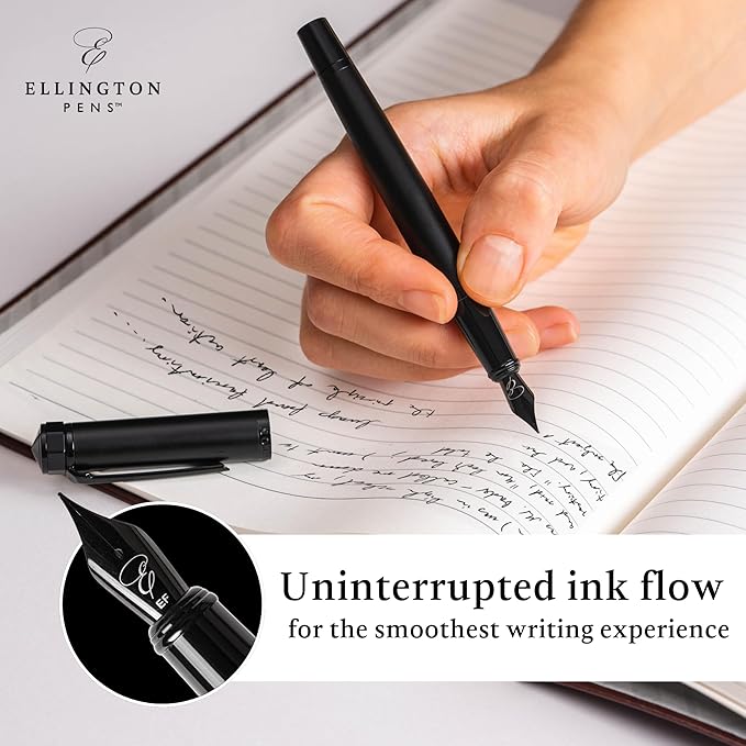 Luxury Fountain Pen Set for Writing - Smooth Medium Nib - Includes Refillable Ink Converter, 3 Ink Cartridges [Black & Blue], Gift Box - Elegant Calligraphy