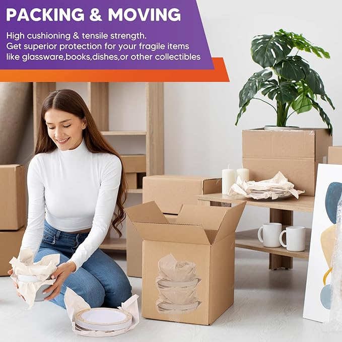 Packing Paper Sheets for Moving Essentials, 26" x 15" Newsprint Paper for Small Medium Large Moving Boxes, 350 Sheets Wrapping Paper for Packaging, Shipping Supplies, Dishes Glasses Box Filler 9 lbs