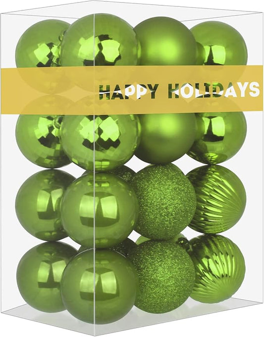 Lime Green 1.6" Small Christmas Balls Christmas Tree Decoration Ornaments Shatterproof Hanging Balls for Birthday Halloween Holiday Wedding Decorations Set of 24pcs