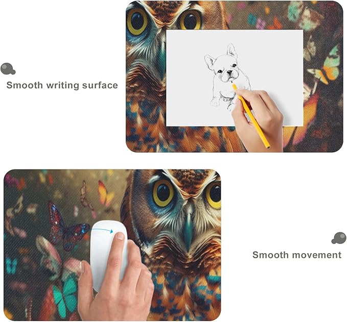 Oversized Non-Slip Mouse Pad for Gaming and Work - XXL Size with Easy Gliding Surface and Rubber Base - Perfect for Office and Home - Cute Owl and Rainbow Design