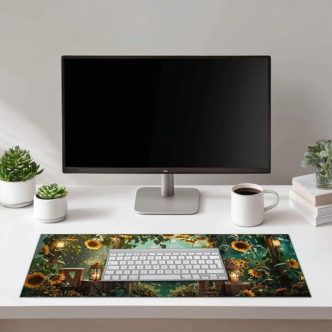 Mouse Pad 31.5 x 11.8 Inch XL Large Desk Mat Sunflower Extended Keyboard Pad Non Slip Computer Mat Waterproof Gaming Mouse Pad Nature Style Mousepad Desk Accessories for Home Office Setup