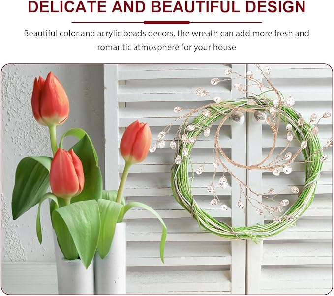 ibasenice Christmas Acrylic Bead Wreath Candleholder Wreath Ring Xmas Party Dining Table Decoration