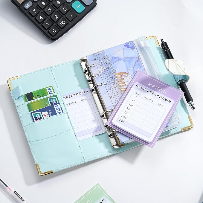 MANWU 2pcs Cash Breakdown Teller Sticky Note Tracker Memo Pad for Budget Planner Journey,Bank Teller Slip Notepad Cash Envelope System Accessory Cash withdraws for budgeting Savings Challenge