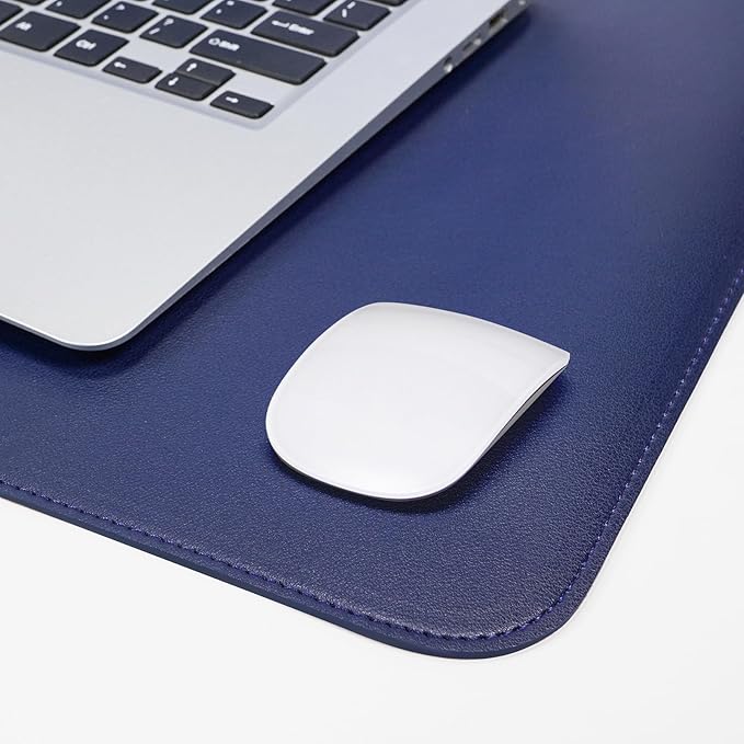 Leather Desk pad Protector, Large Desk mat with Natural Cork & PU Leather,Mouse pad,Non-Slip Office Desk Mat,Waterproof Desk Writing Pad for Office and Home (47in*17in, Sapphire Blue)