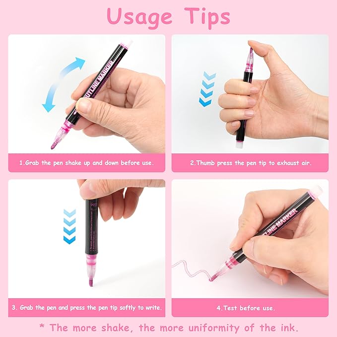 Outline Glitter Markers, 24 Colors Outline Shimmer Markers, Teen Girl Gifts Trendy Stuff, Glitter Pens Set, Art Crafts School Journaling Supplies for Kids Girls Ages 4-16 Year Old