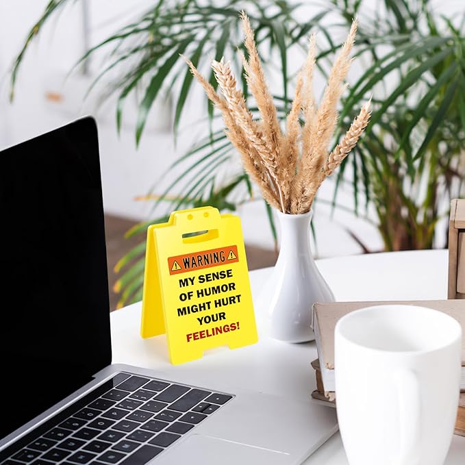 MBL Funny Team Office Gifts - MY SENSE OF HUMOR MIGHT HURT YOUR FEELINGS! Funny Fun Gag Desk Sign Cubicle Decor for Coworker Teammate Employee Boss Birthday Christmas White Elephant Under 10 Dollar