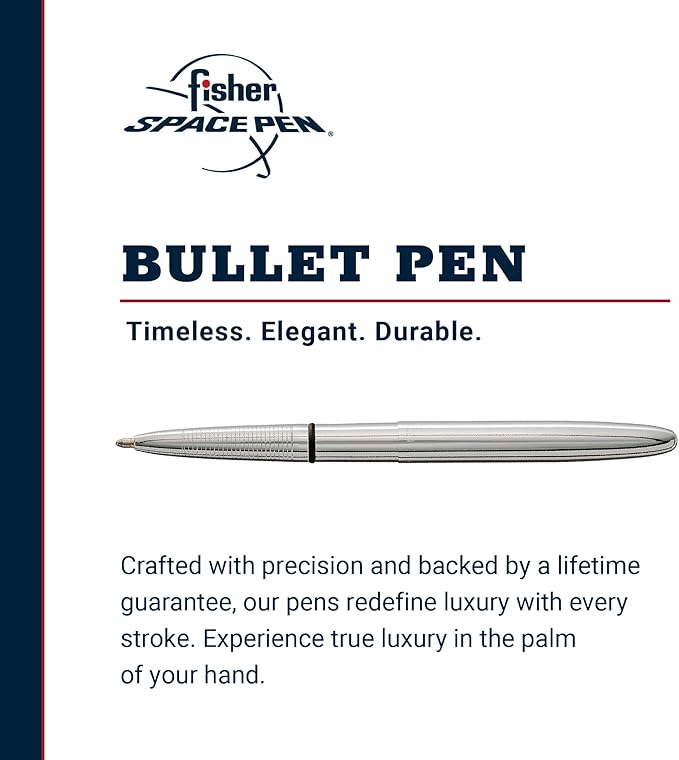 Fisher Space Pen Chrome Bullet Pen, Ballpoint, Brass, Black Ink, Gift Box