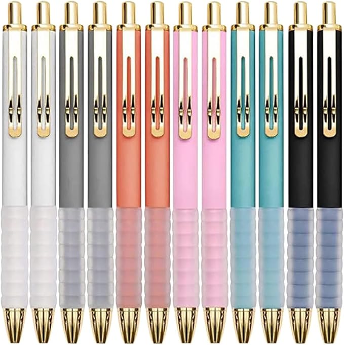 Pens, Pens Fine Point Smooth Writing Pens, Personalized Ballpoint Pens Bulk, Flair Colorful Pens, Black Ink 1.0 mm Journaling Pen, Office Supplies for Women & Men, Note Taking(12-pack)