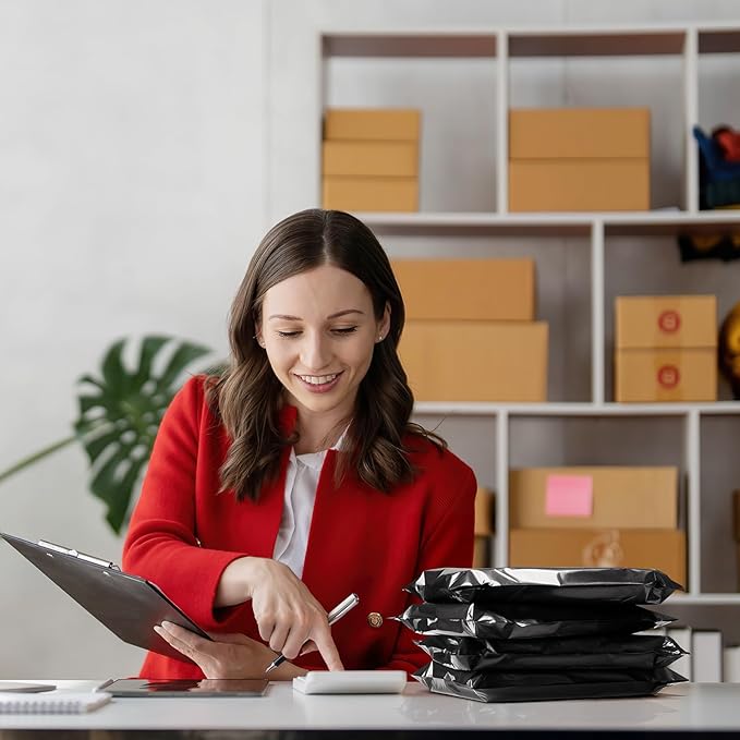 Metronic Poly Mailers 10X13 1000 Pack, Strong Adhesive Shipping Envelopes for Clothing, Medium Shipping Bags for Small Businesses, Waterproof Mailers Poly Bags (Black, 10x13 1000PC)