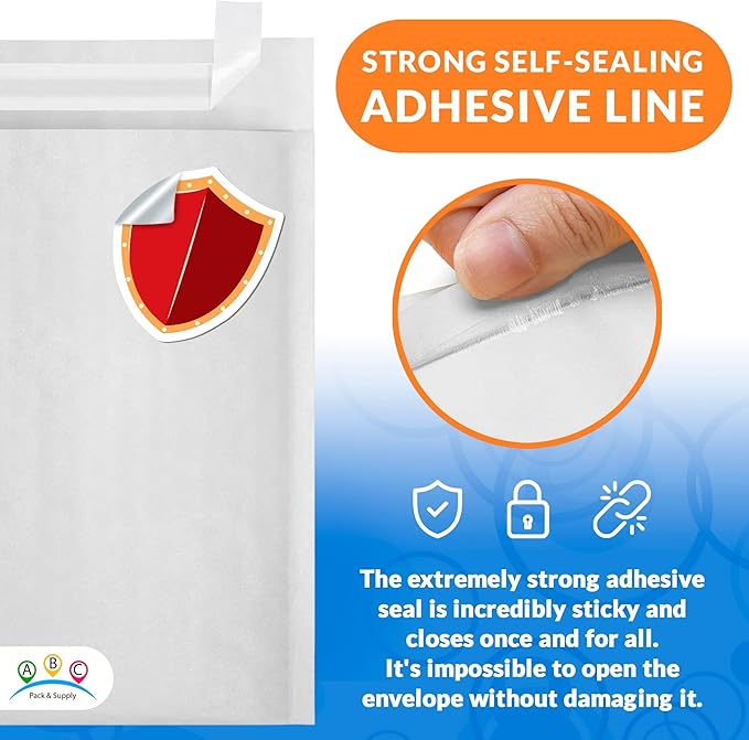 ABC PACK & SUPPLY White Kraft Bubble Mailer Envelopes, 9.5 x 13 Inches. 200 Pack Mail Padded Envelopes Self Seal. Kraft Bubble Mailers. Tear-Resistant Mailing Envelope Padded. Sturdy Paper Mailer