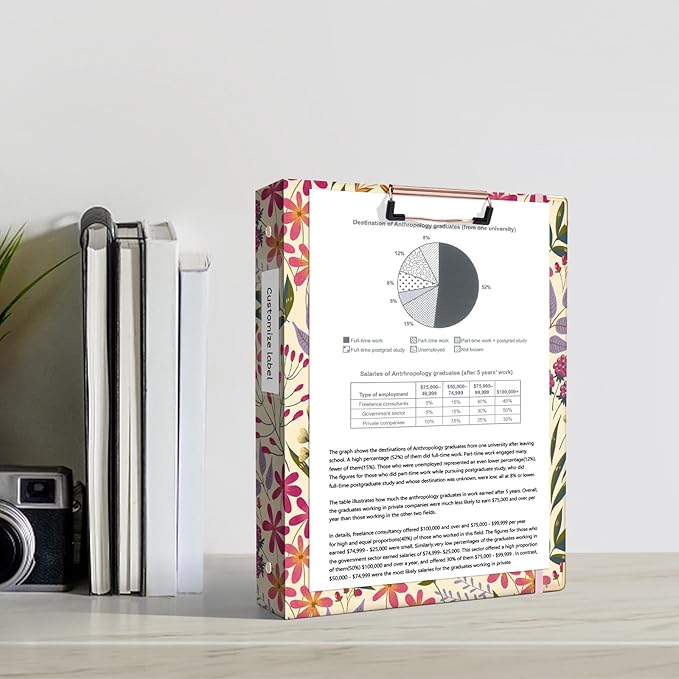 Ospelelf 3 Ring Floral Binder with Dividers, 1 inch Rings, 1.6 inch Spine, for Letter Size (11" x 8.5") Paper, Clipboard Organizer, for School and Office Supplies