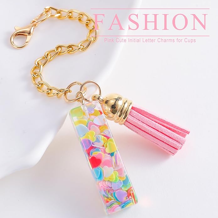 Letter Charm Accessories for Stanley Cup 1 PCS Cute Initial Keychain Handle Charm for Stanley Tumbler for Women