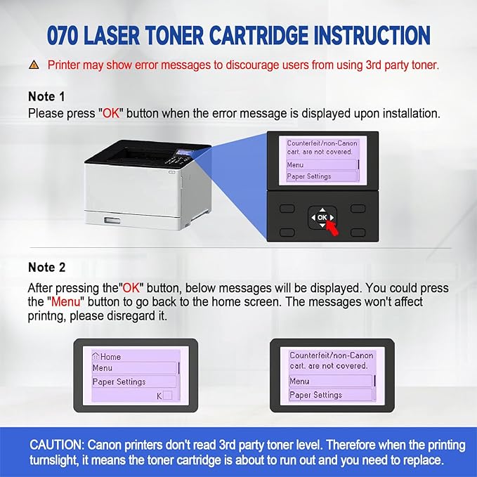 070 Toner Cartridge 070 Black Toner Cartridge Compatible Replacement for Canon 070 imageCLASS MF465dw MF462dw LBP247dw LBP247dw Printer-2Pack