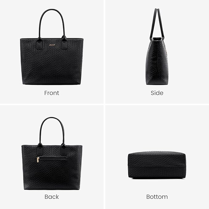 LOVEVOOK Laptop Purses and Handbags for Women, 15.6 Inch Computer Bag Work Tote Briefcase Satchel Handbags for Women with Small Clutch, Black