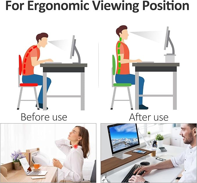 Monitor Stand Riser,Wood & Acrylic Computer Monitor Stand with LED Strip Light,Desk Accessories Desktop Organizer Stand for Computer,Laptop,Printer,PC & TV Screen