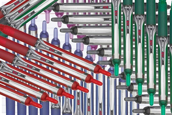 Precise V5 RT Retractable Rolling Ball Pens, Extra Fine Point (.5mm), Black Ink, 3-pk; Premium Comfort Grip, Bundle with Plastic Reusable Pouch