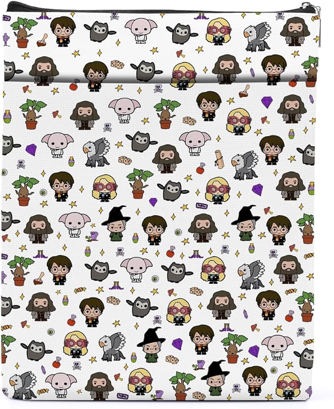 Magic Stuff Wizard Character Sleeve Book Cover Book Lovers Gifts Book Club Gifts Wizard Book Protector Book Gifts for Readers Women Her Magic Movie Fans Bibliophile Auntie Graduation Birthday Gifts