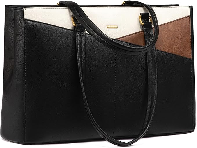 LOVEVOOK Laptop Bag for Women,17.3 Inch Laptop Tote Bag for Women,Vintage Leather Work Tote Bags Computer Teacher Bag,Waterproof Business Bag Office Briefcase