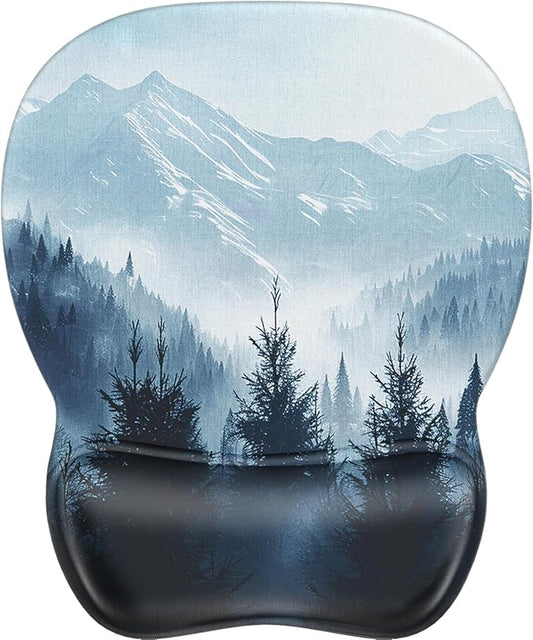 MROCO Ergonomic Mouse Pad with Gel Wrist Rest, Comfortable Mousepad with Smooth Wrist Support Surface and Non-Slip PU Base for Pain Relief, Computer, Laptop, Office & Home, 9.4 x 8.1 in, Cloud Forest