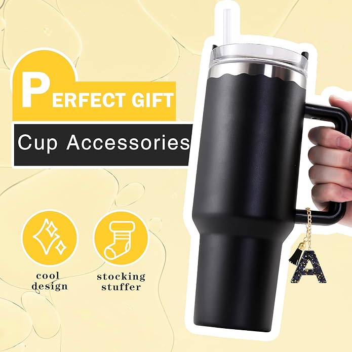 Letter Charm Accessories for Stanley Cup 1 PCS Cute Initial Keychain Handle Charm for Stanley Tumbler for Women